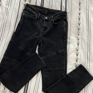 Black All Saints Skinny Moto Jeans